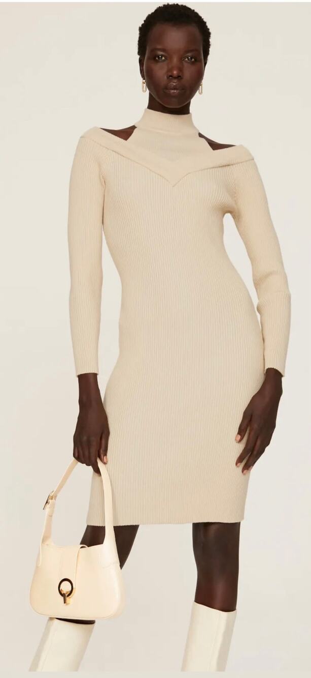 Area Stars Cream Knit Cutout Dress S